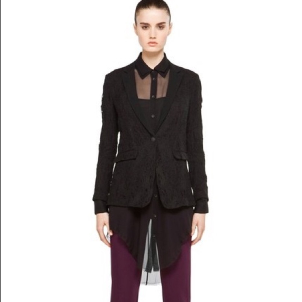 Rag & Bone Black Cotton single Button Lace Blazer